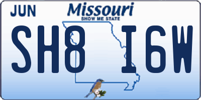 MO license plate SH8I6W