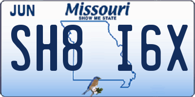 MO license plate SH8I6X