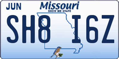 MO license plate SH8I6Z