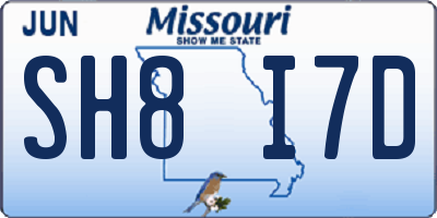 MO license plate SH8I7D