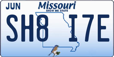 MO license plate SH8I7E