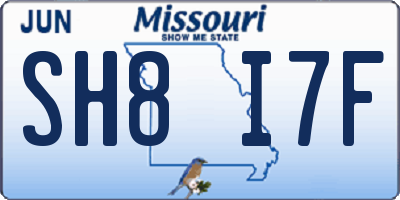 MO license plate SH8I7F