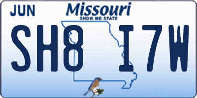 MO license plate SH8I7W