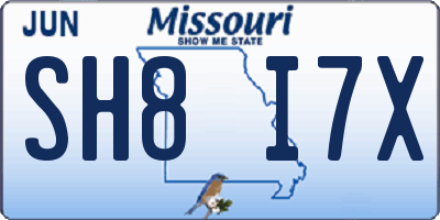 MO license plate SH8I7X