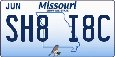 MO license plate SH8I8C