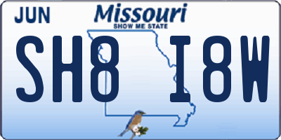 MO license plate SH8I8W