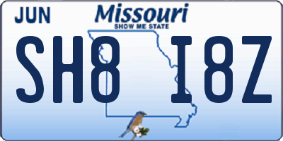 MO license plate SH8I8Z