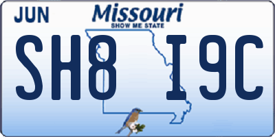 MO license plate SH8I9C
