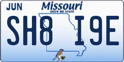 MO license plate SH8I9E