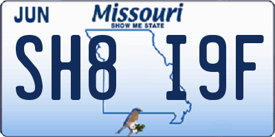 MO license plate SH8I9F