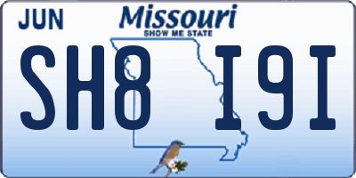 MO license plate SH8I9I