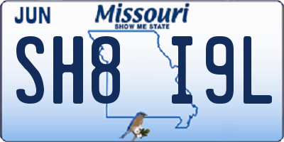 MO license plate SH8I9L