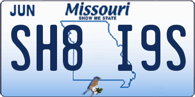 MO license plate SH8I9S