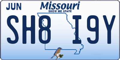 MO license plate SH8I9Y