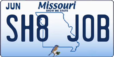 MO license plate SH8J0B