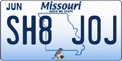 MO license plate SH8J0J