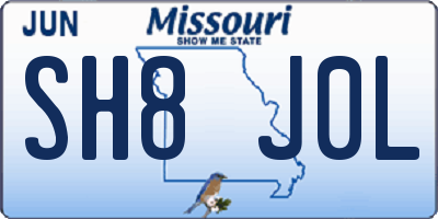 MO license plate SH8J0L