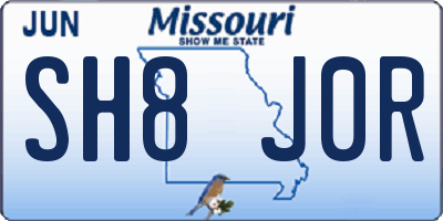 MO license plate SH8J0R