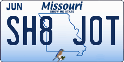 MO license plate SH8J0T
