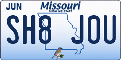 MO license plate SH8J0U