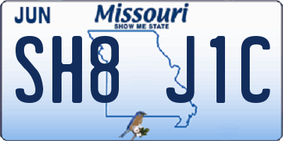 MO license plate SH8J1C
