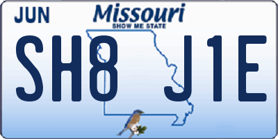 MO license plate SH8J1E