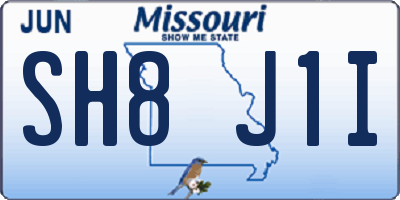 MO license plate SH8J1I