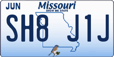 MO license plate SH8J1J