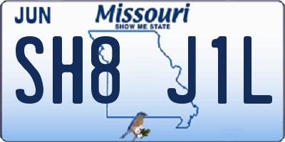 MO license plate SH8J1L