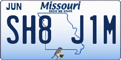 MO license plate SH8J1M