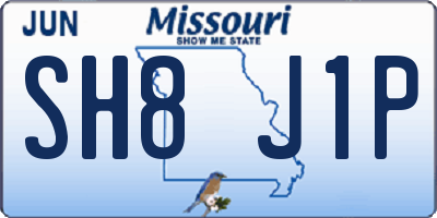 MO license plate SH8J1P