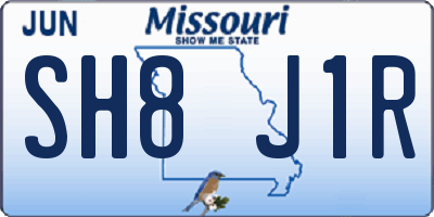 MO license plate SH8J1R