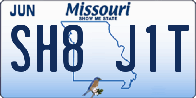 MO license plate SH8J1T