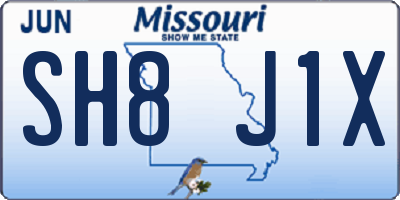 MO license plate SH8J1X
