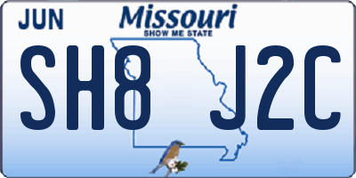 MO license plate SH8J2C