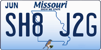 MO license plate SH8J2G