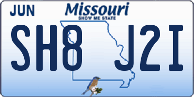 MO license plate SH8J2I