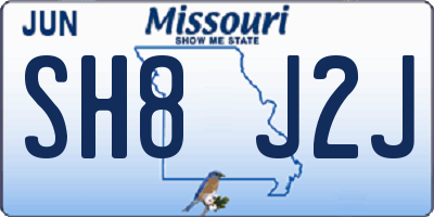 MO license plate SH8J2J