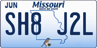 MO license plate SH8J2L