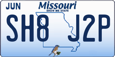 MO license plate SH8J2P
