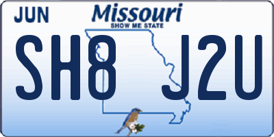 MO license plate SH8J2U