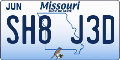 MO license plate SH8J3D