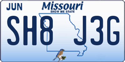 MO license plate SH8J3G