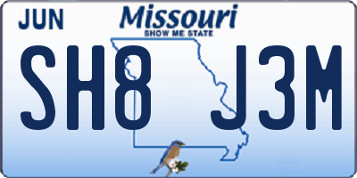 MO license plate SH8J3M