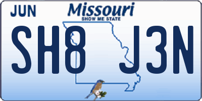 MO license plate SH8J3N