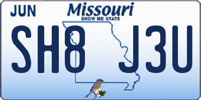 MO license plate SH8J3U