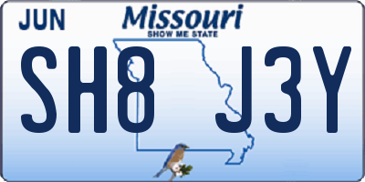 MO license plate SH8J3Y