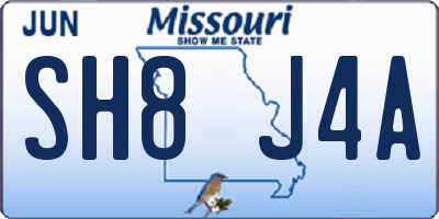 MO license plate SH8J4A