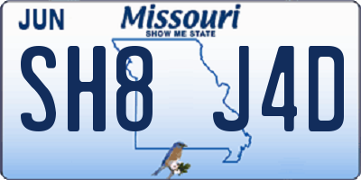 MO license plate SH8J4D