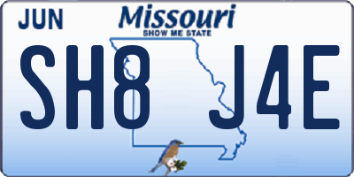 MO license plate SH8J4E